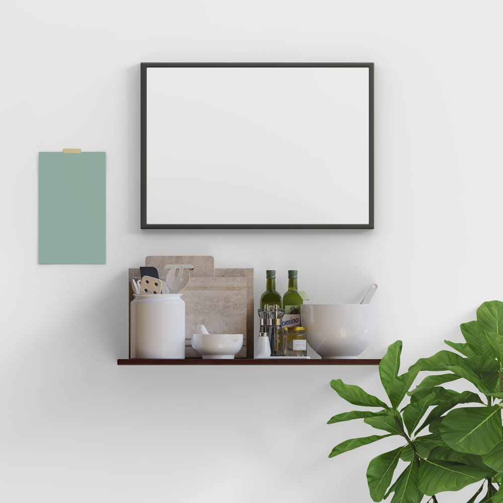 Free Kitchen Shelf and Frame Mockup Creator PSD