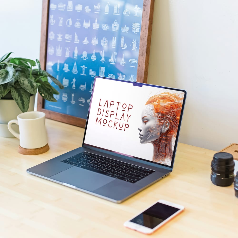 Free Laptop MacBook Screen Mockup PSD