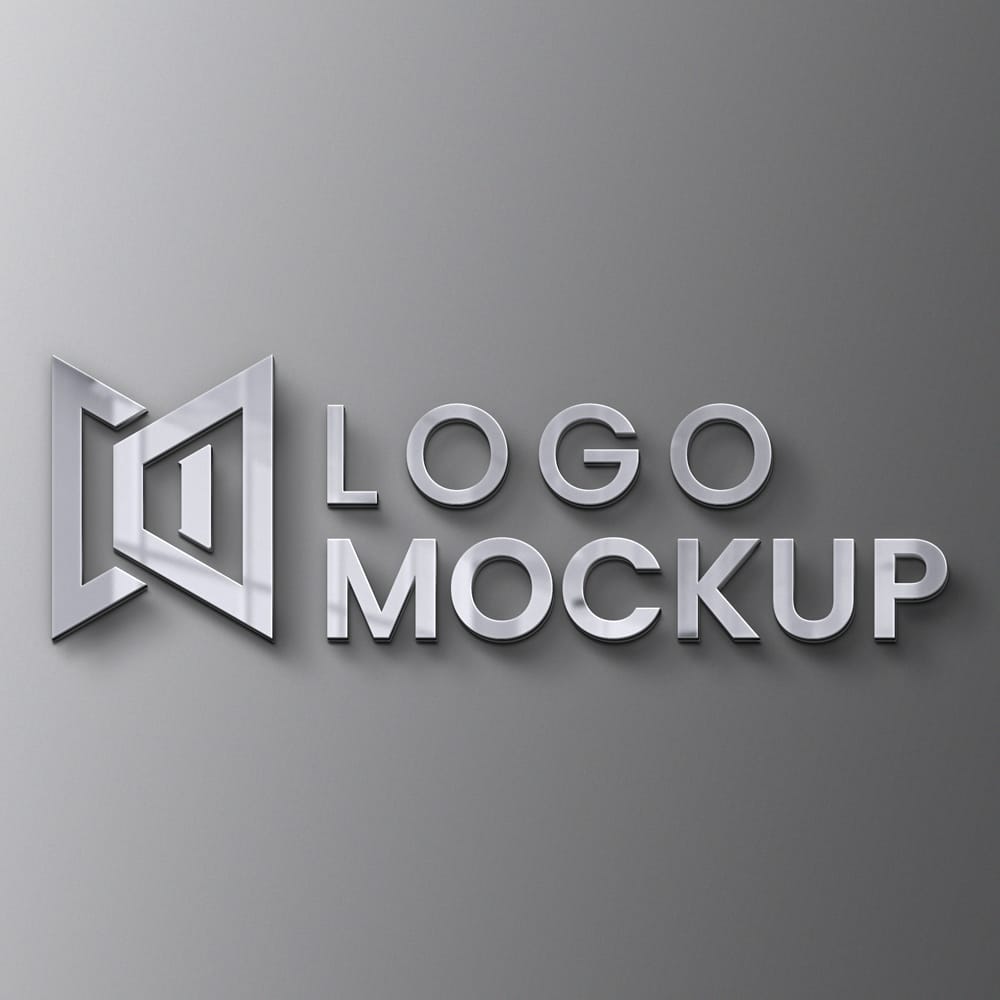 Free Logo Mockup 3D Modern Wall PSD