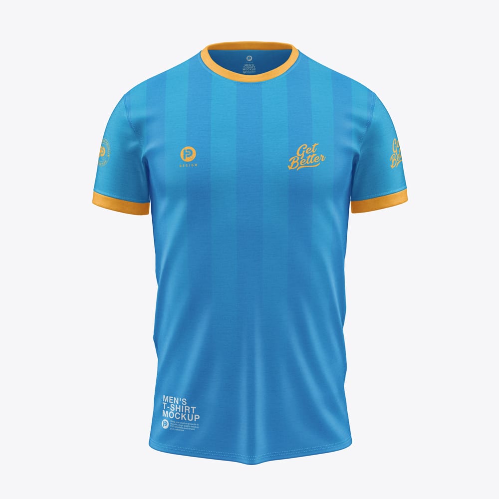 Free Men's Round Collar T-shirt Mockup PSD