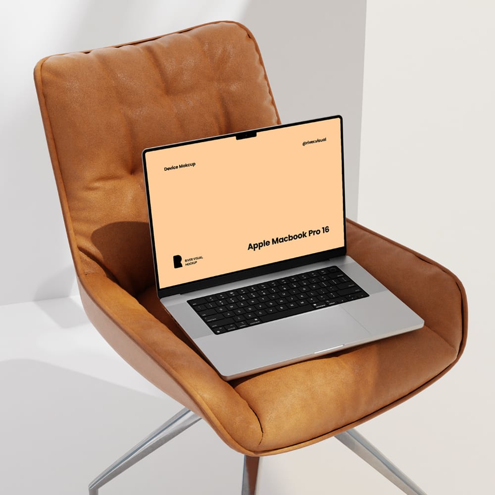 Free Office Chair MacBook Pro Mockup PSD