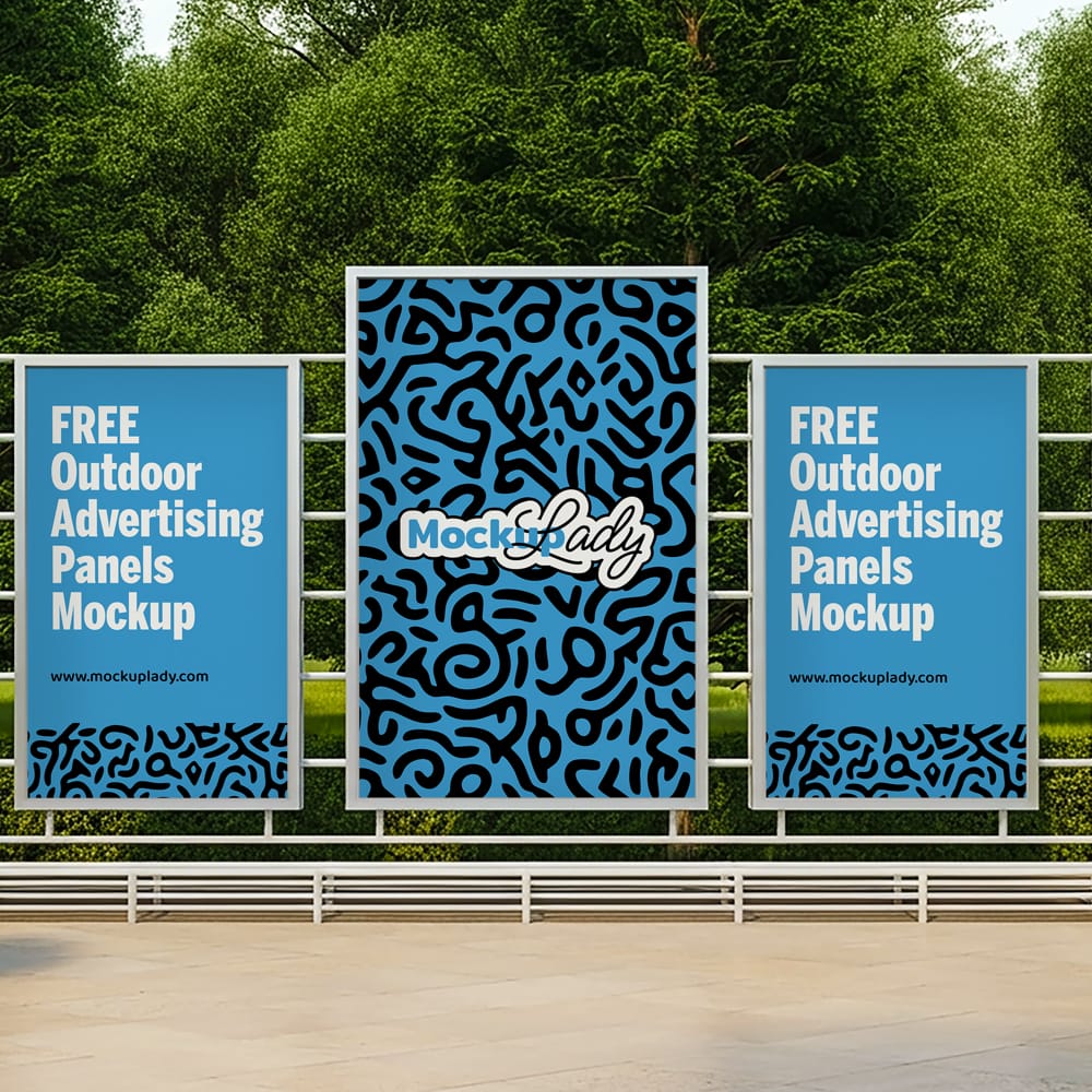 Free Outdoor Advertising Panels Mockup Design PSD