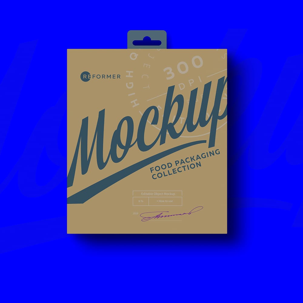 Free Paper Box with Hang Tab Mockup PSD