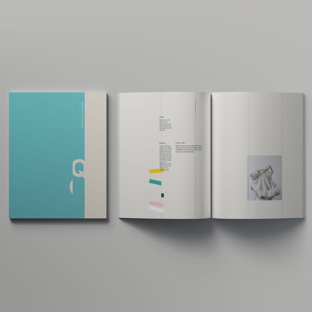 Free Perfect Binding Letter Magazine Mockup PSD