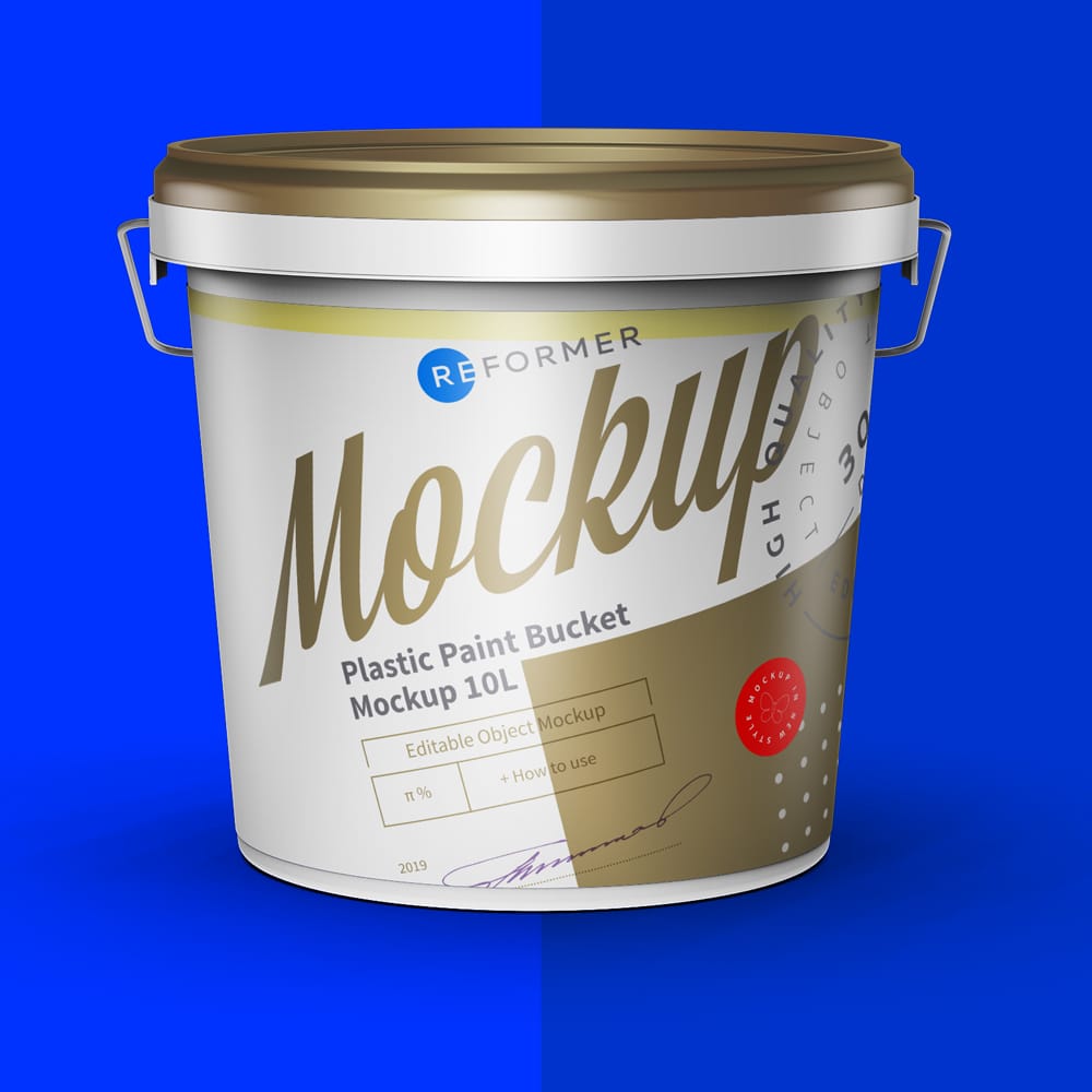 Free Plastic Paint Bucket Mockup PSD