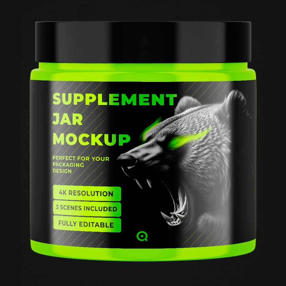 Free Plastic Supplement Jar Mockup Template PSD