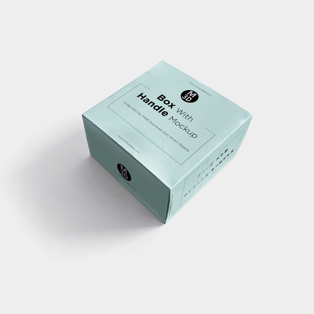 Free Product Box with Handle Mockup PSD