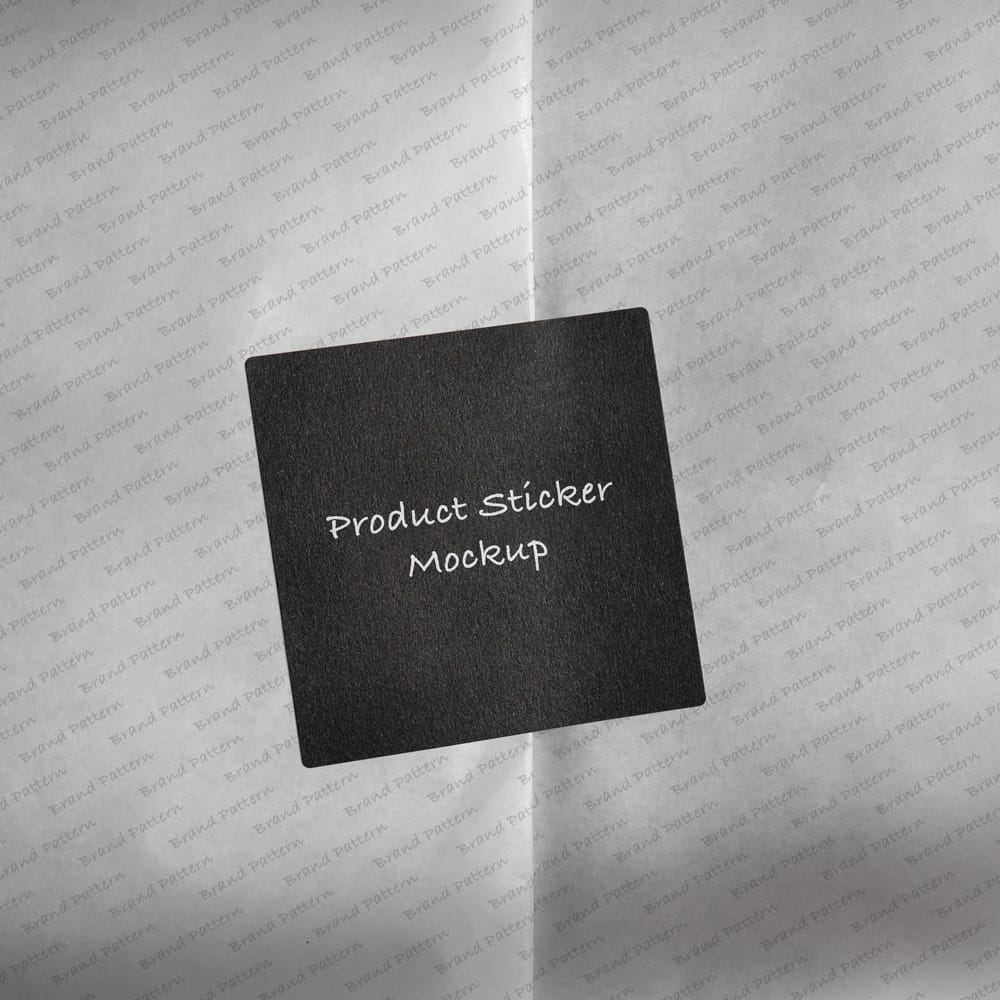 Free Product Sticker Mockup on Wrapping Paper PSD