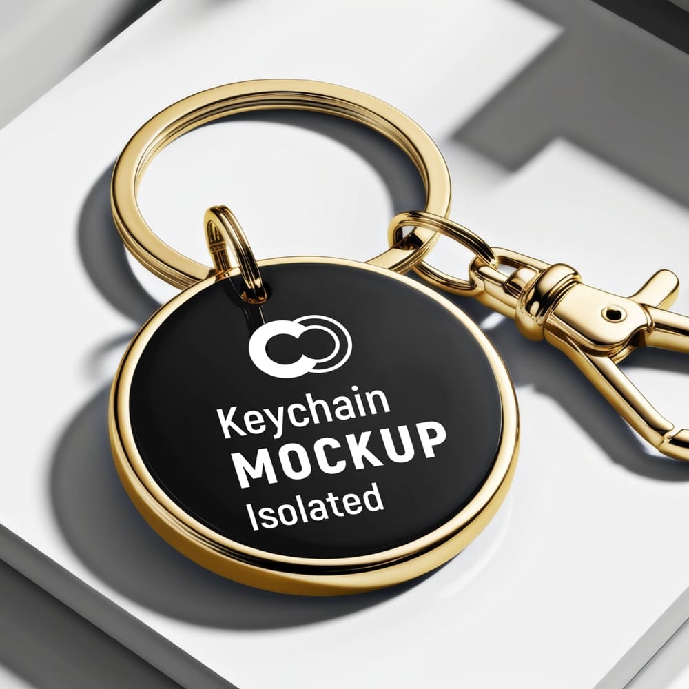 Free Realistic Golden Keychain Mockup PSD