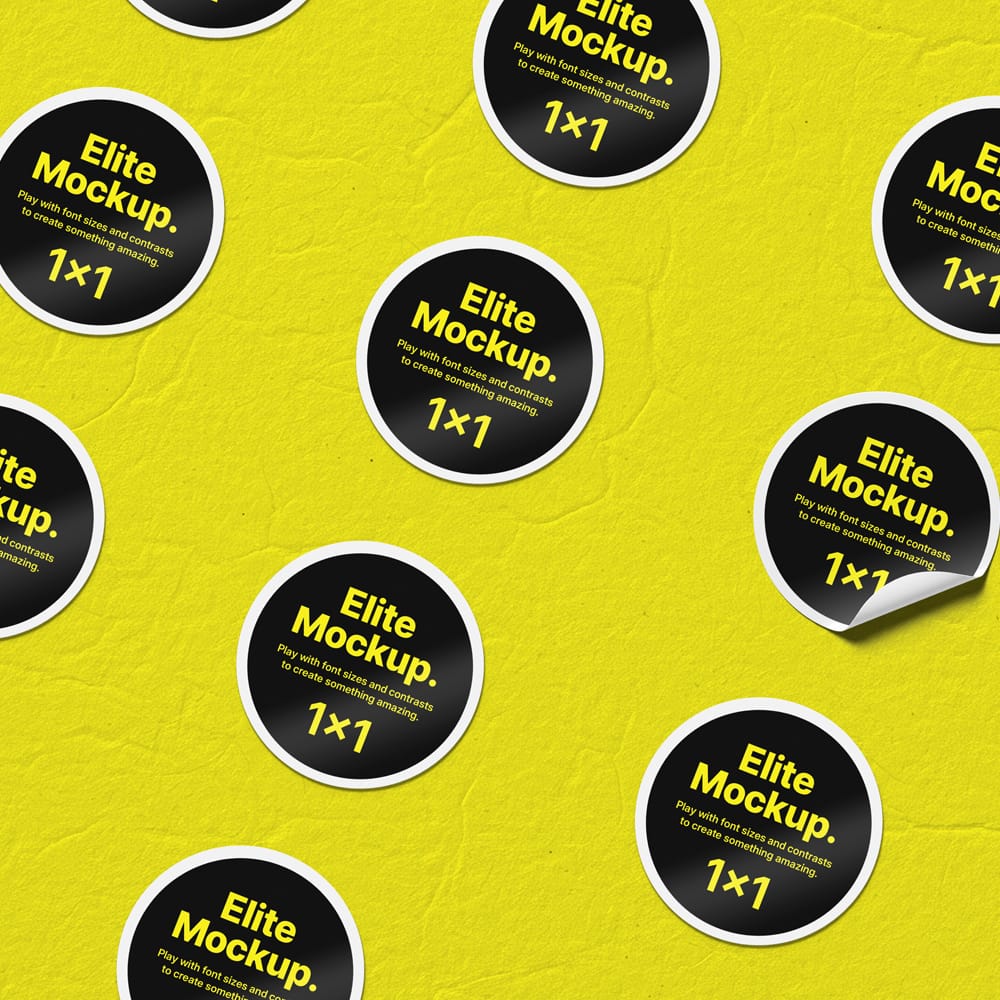 Free Round Sticker Mockup with Lifted Edge PSD