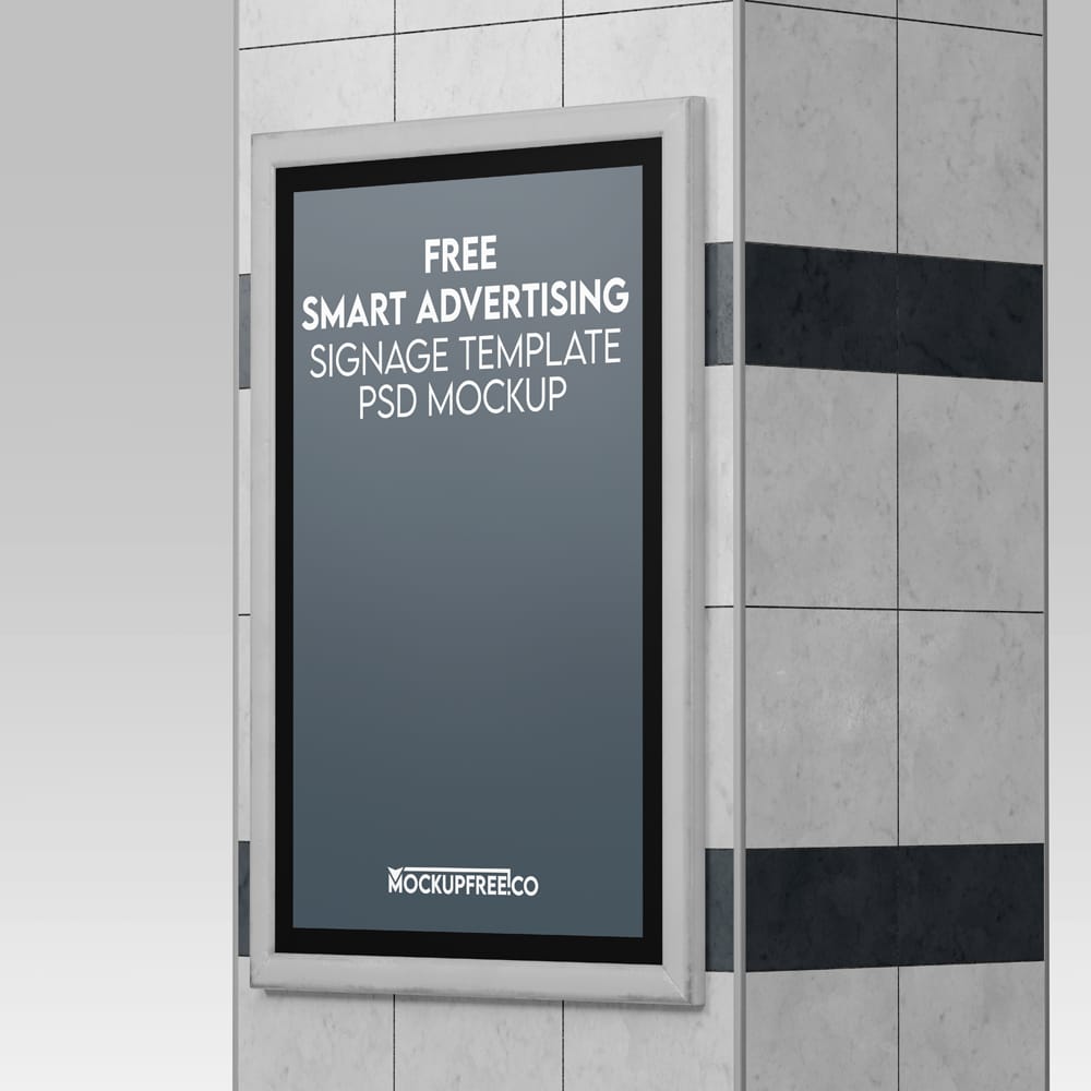 Free Smart Advertising Signage Mockup Template PSD