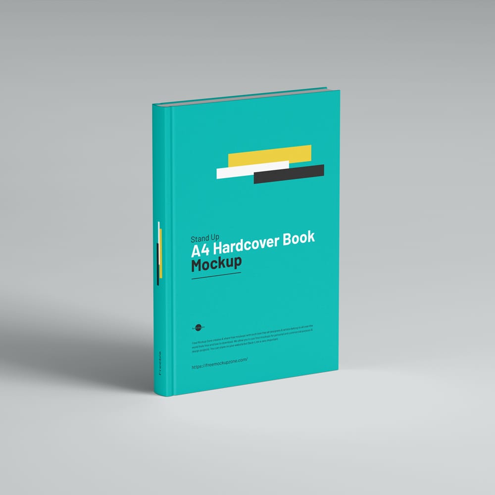 Free Stand Up A4 Hardcover Book Mockup PSD