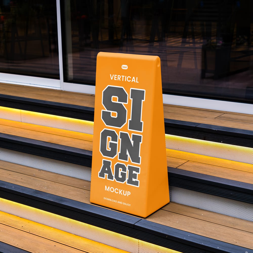 Free Standing Wayfinding Sign Mockup PSD