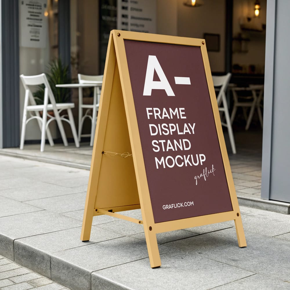 Free Street A-Frame Sign Board Mockup PSD