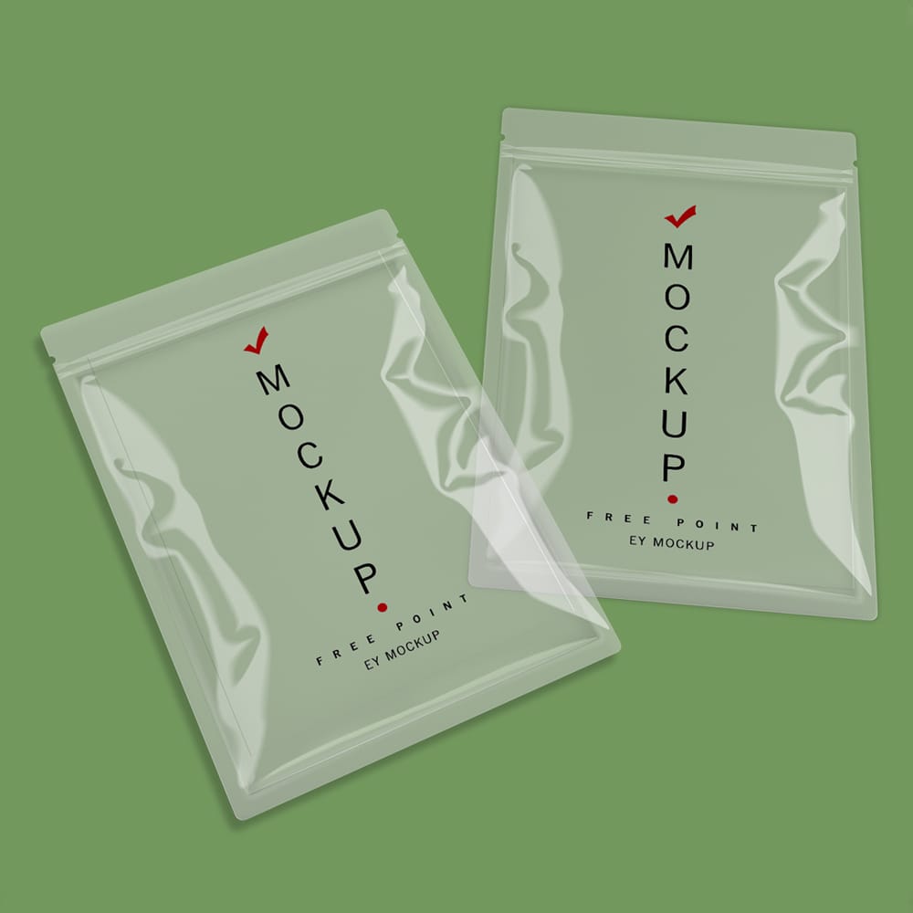 Free Transparent Sachet Label Mockup PSD