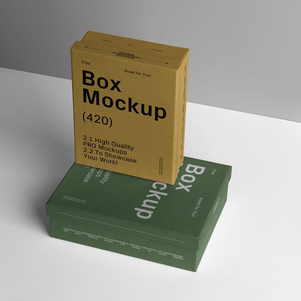 Free Two Cardboard Boxes Mockup PSD