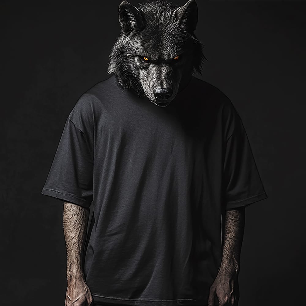 Free Werewolf Wearing Black T-Shirt Halloween Mockup PSD