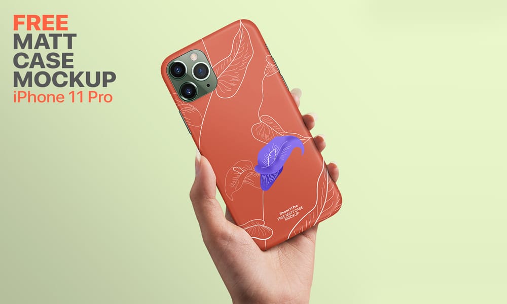 Free iPhone 11 Pro Matt Case Mockup PSD