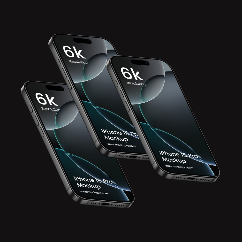 Free iPhone 16 Mockups in Titanium Shades PSD