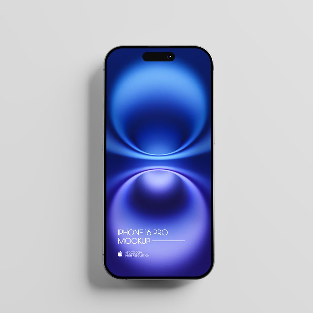 Free iPhone 16 Pro Mockup From Top View PSD