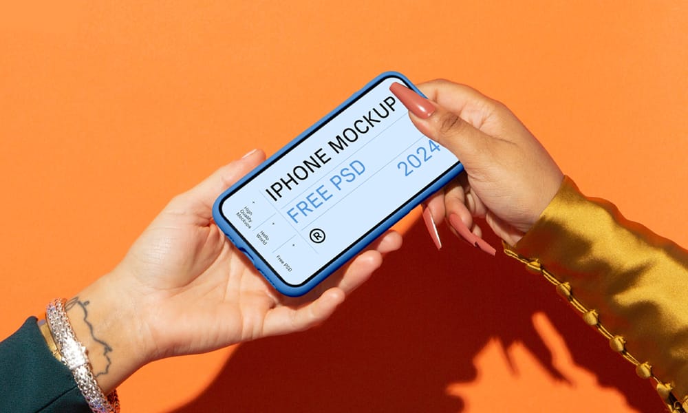 Free iPhone Pro in Case Mockup PSD