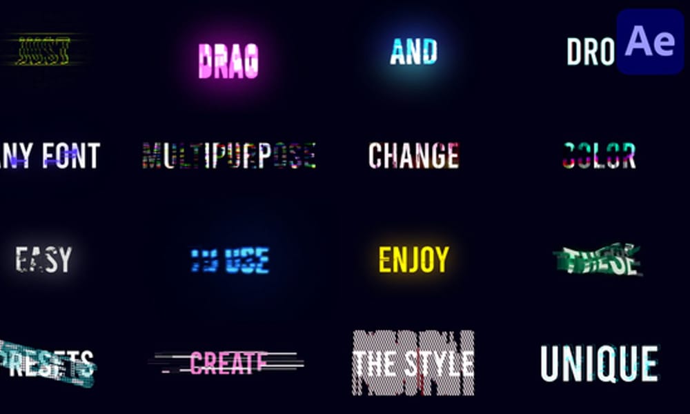 Glitch Text Presets Pack for After Effects