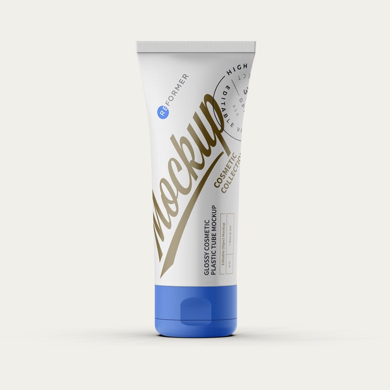 Glossy Cosmetic Plastic Tube Mockup PSD