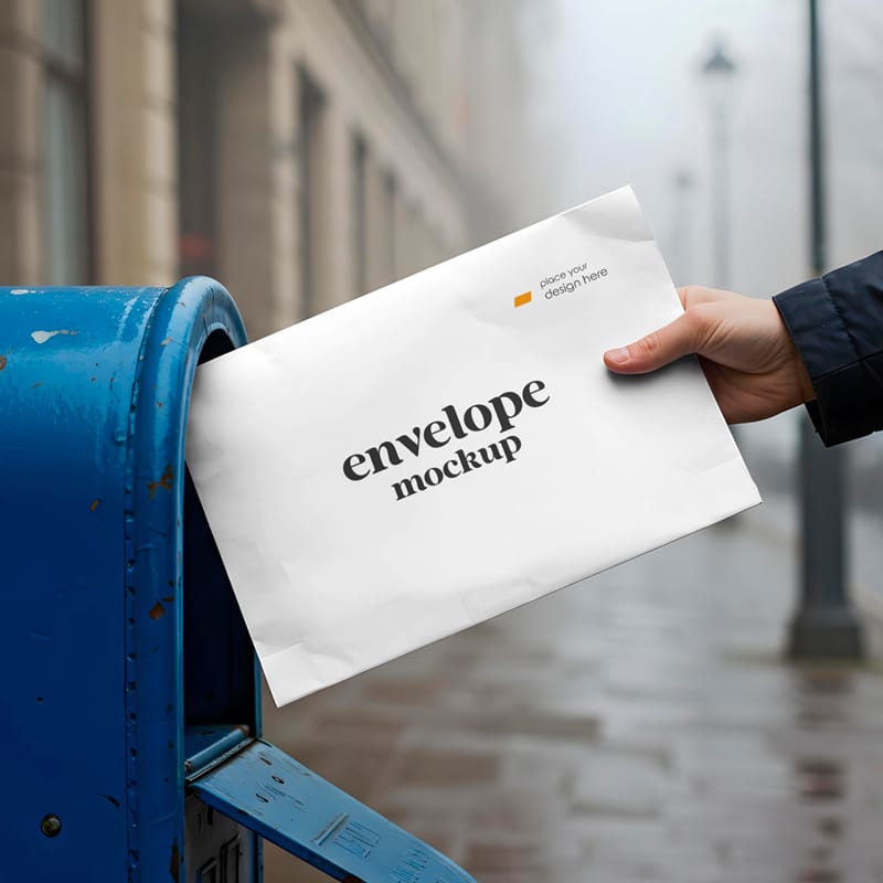 Hand Holding Large Envelope Mockup PSD