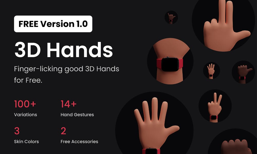 3D hands pack for Figma — gestures, pointers, tap and swipe