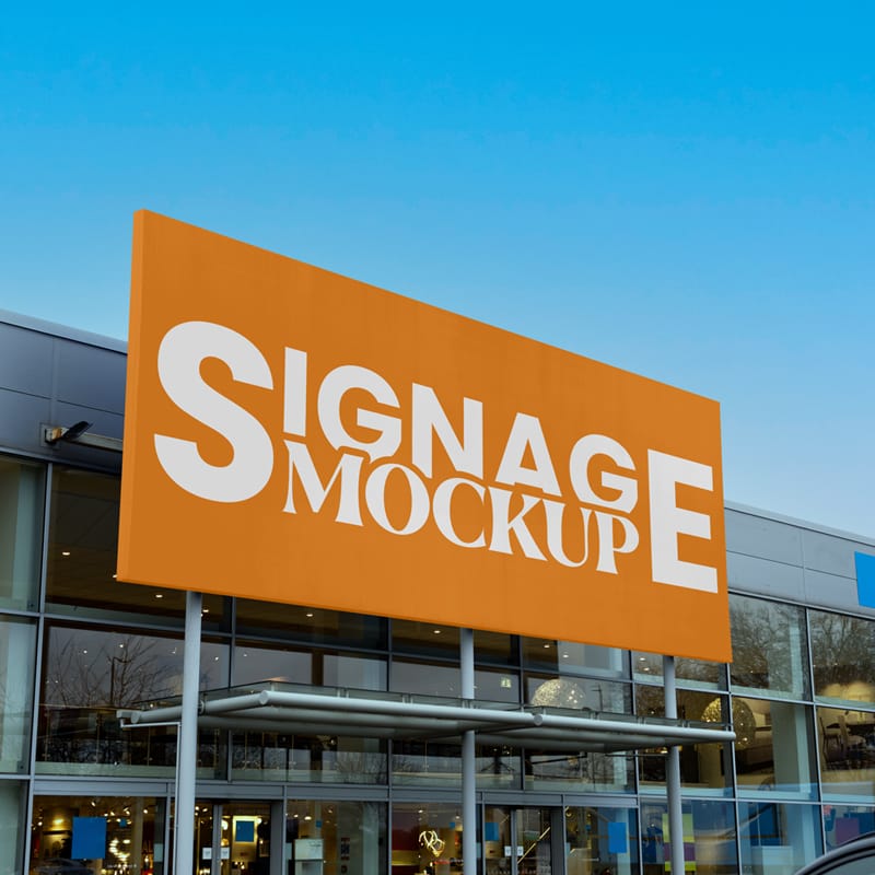 Huge Signage on Store Mockup PSD