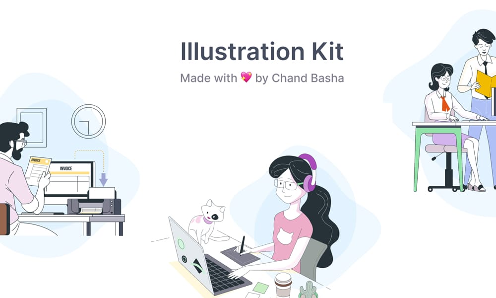 General-purpose Illustration Kit — business and lifestyle scenes, vector figma illustration pack