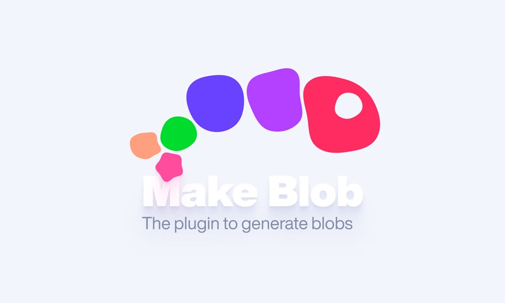 The Make Blob plugin interface in Figma, showing sliders for creating custom organic vector shapes.