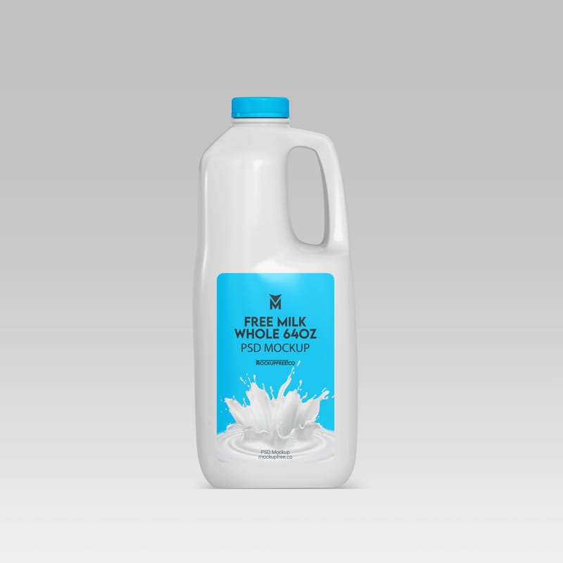 Milk Whole 64oz Mockup PSD