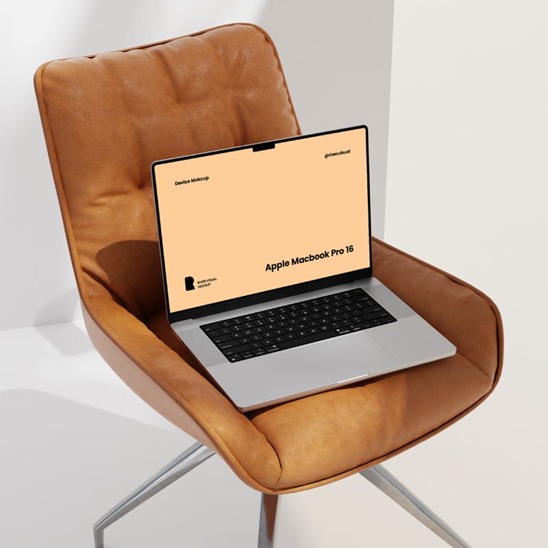 Office Chair MacBook Pro Mockup PSD