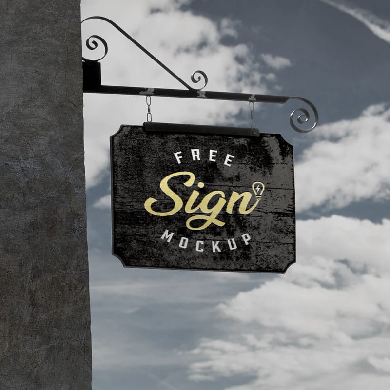 Old Corner Signboard Mockup PSD
