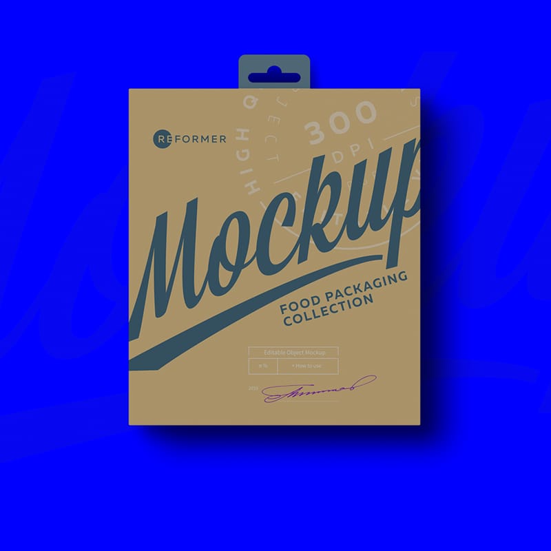 Paper Box with Hang Tab Mockup PSD