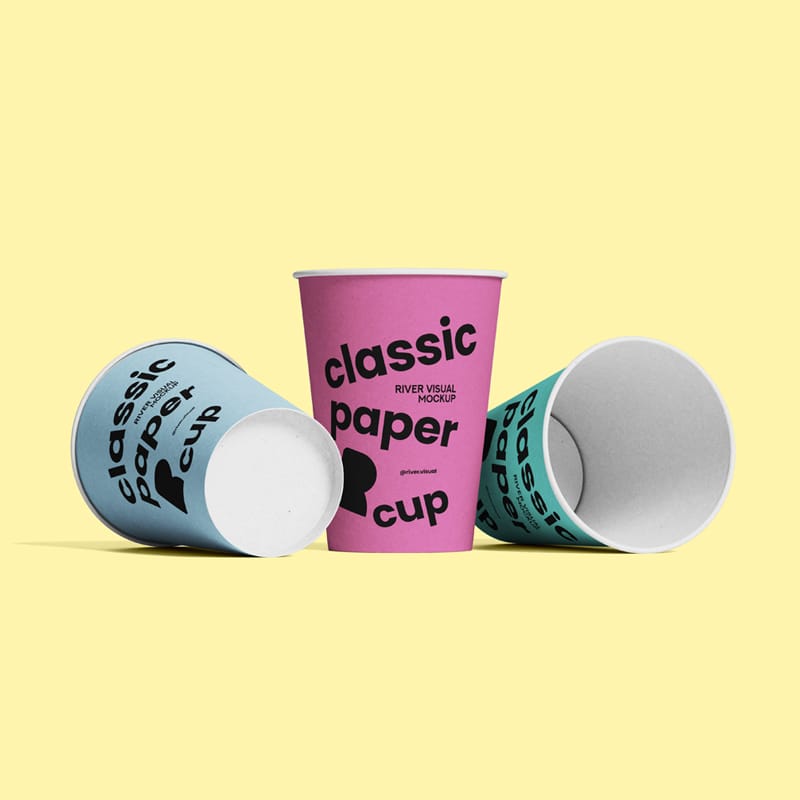 Photorealistic Paper Cup Mockup Template PSD