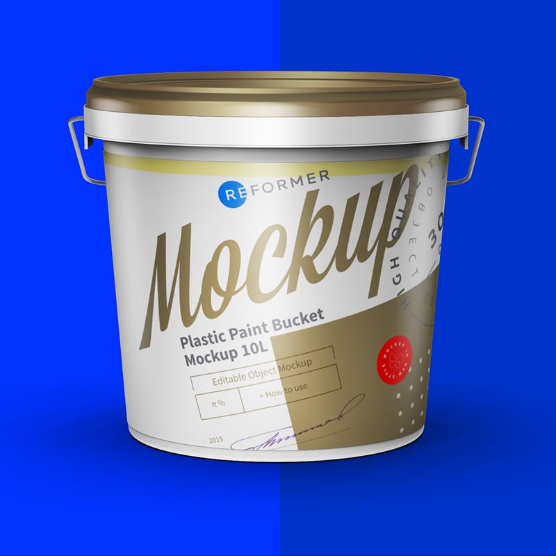 Plastic Paint Bucket Mockup PSD
