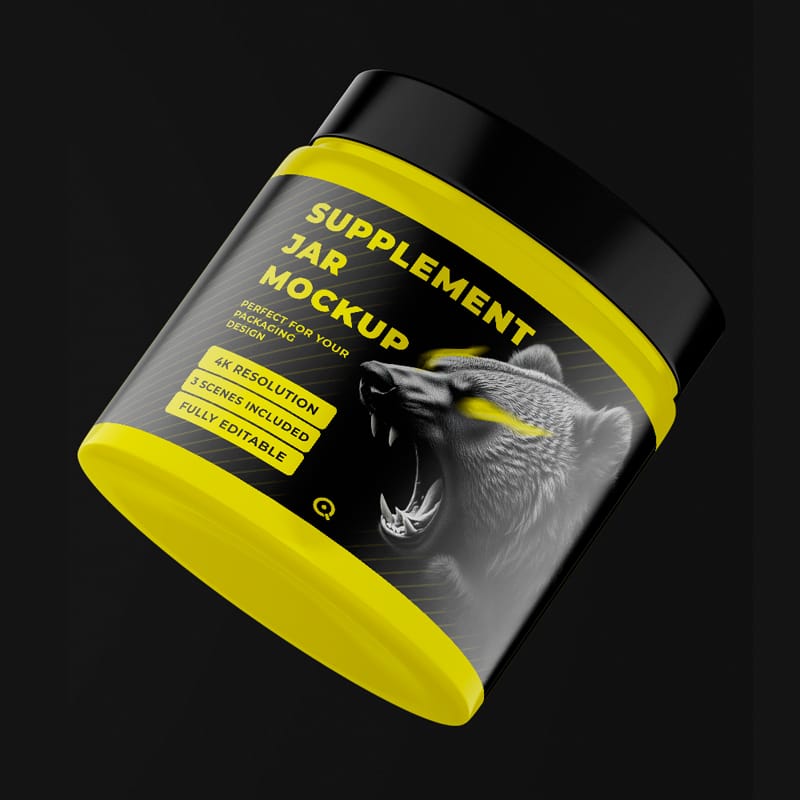 Plastic Supplement Jar Mockup Template PSD