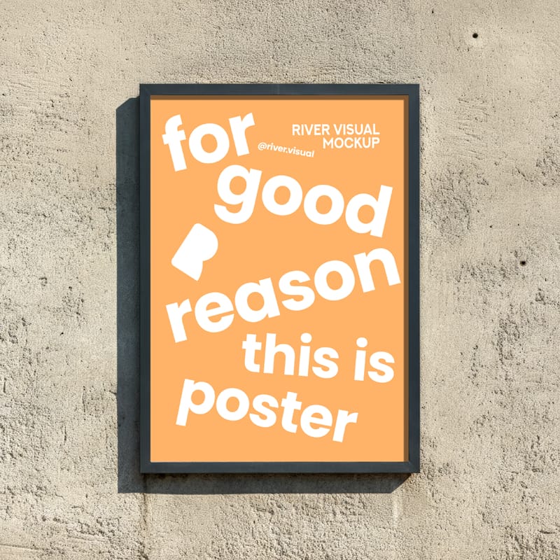 Poster On Concrete Mockup PSD