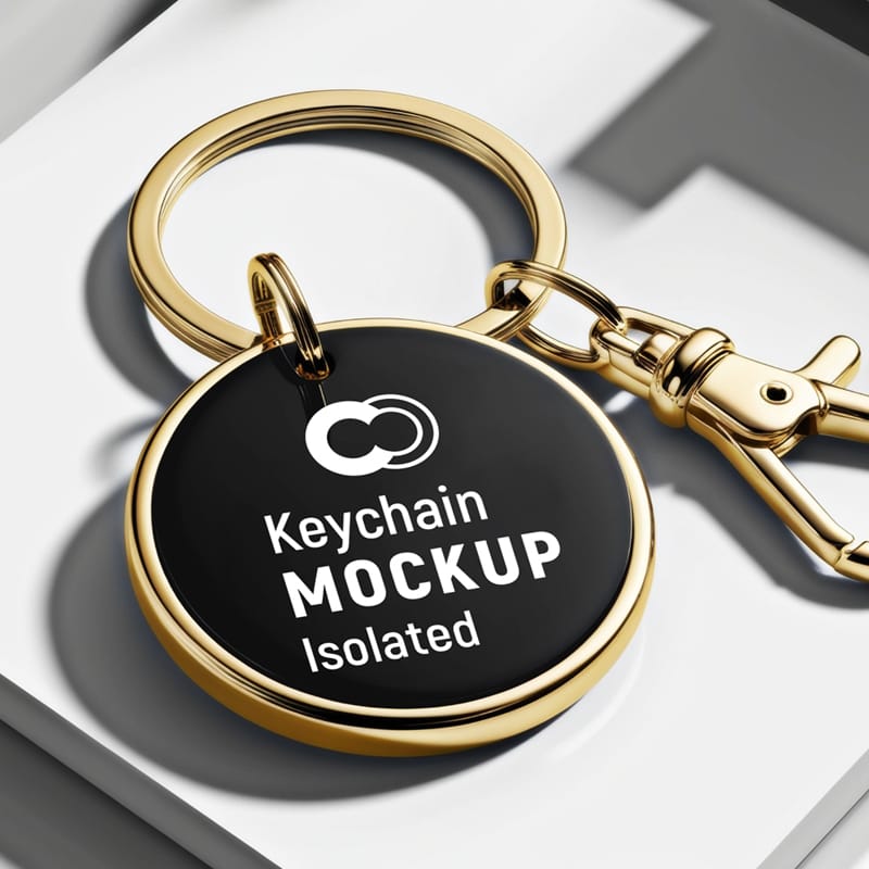 Realistic Golden Keychain Mockup PSD