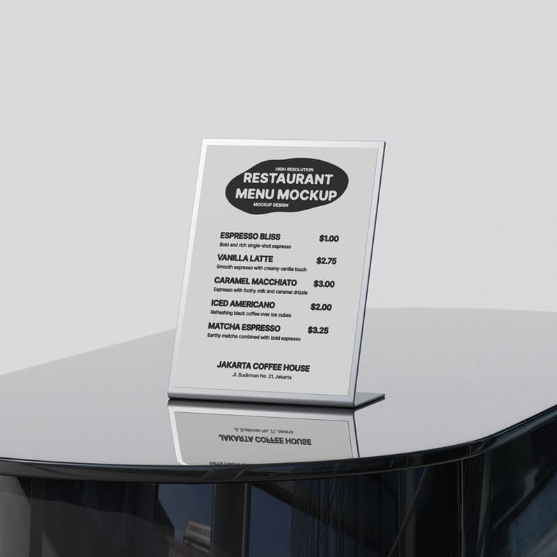 Restaurant Menu Mockup Template PSD