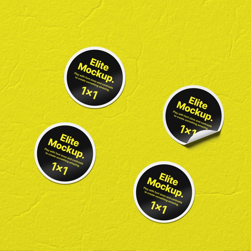 Round Sticker Mockup with Lifted Edge PSD