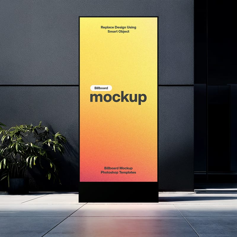 Stand Billboard Mockup in the Front Office PSD
