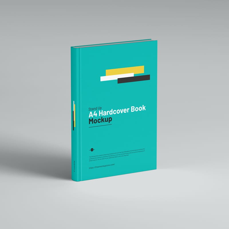 Stand Up A4 Hardcover Book Mockup PSD