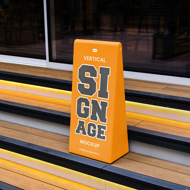 Standing Wayfinding Sign Mockup PSD