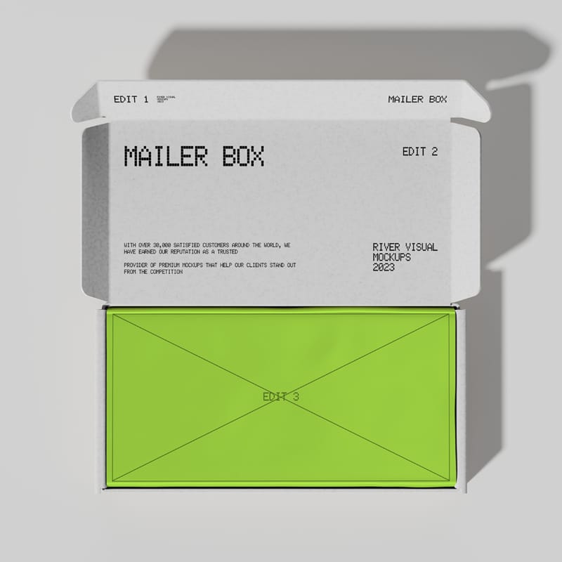 Top View Opened Mailer Box Mockup PSD