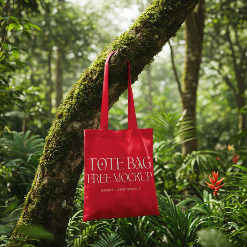 Tote Bag Mockup in the Forest PSD