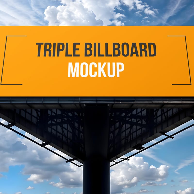 Triple Billboard Mockup PSD