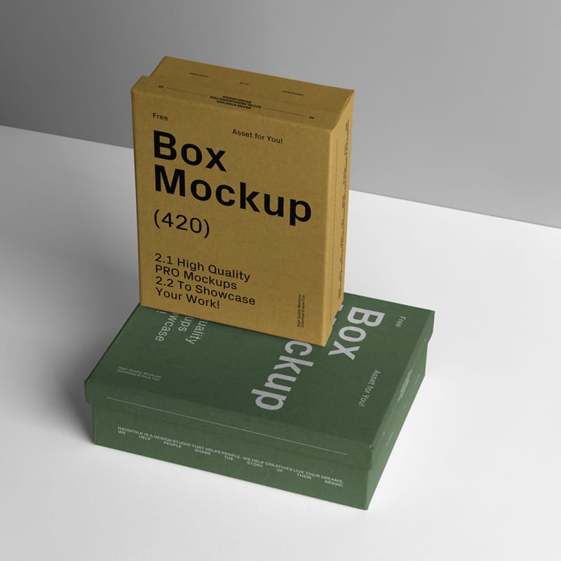 Two Cardboard Boxes Mockup PSD
